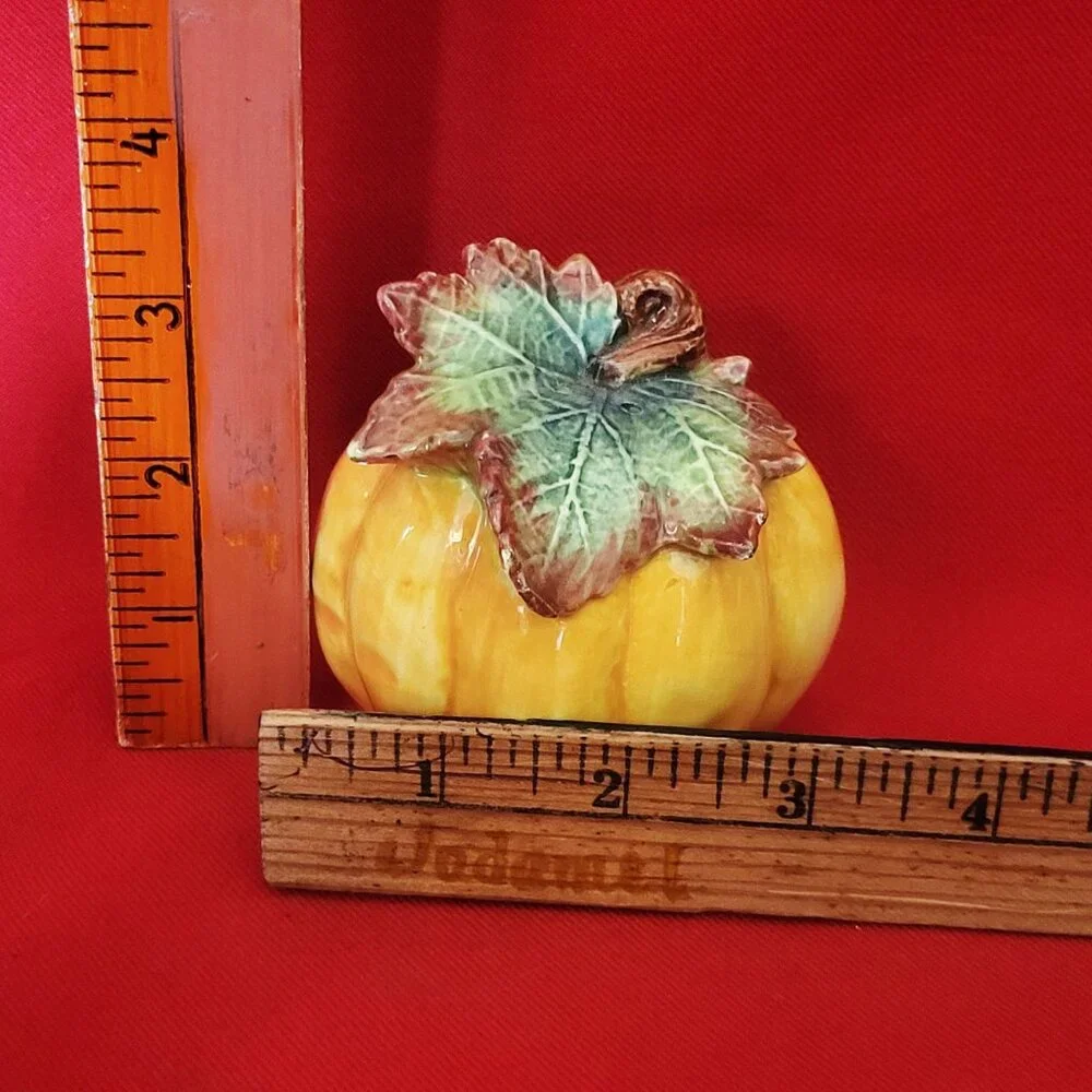 Pumpkin Salt or Pepper Shaker Hand Painted Ceramic